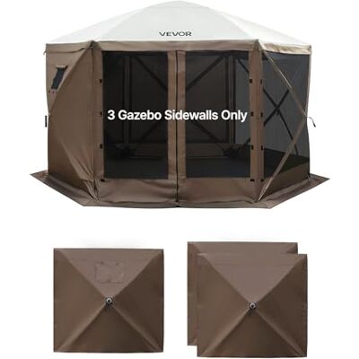VEVOR Paredes Laterales para Toldo 173 x 148 cm, Impermeables y con Protección Solar, Paneles para Carpas Diseño de Ventana Unilateral para Eventos al Aire Libre, Solo 3 Paredes Laterales, Marrón VEVOR Paredes Laterales para Toldo 173 x 148 cm, Impermeables y con Protección Solar, Paneles para Carpas Diseño de Ventana Unilateral para Eventos al Aire Libre, Solo 3 Paredes Laterales, Marrón