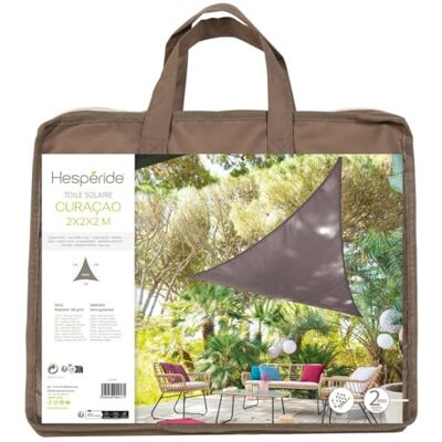 HESPERIDE Tela Solar de toldo Triangular, 2 x 2 x 2 m de Tela Impermeable, Color Topo HESPERIDE Tela Solar de toldo Triangular, 2 x 2 x 2 m de Tela Impermeable, Color Topo