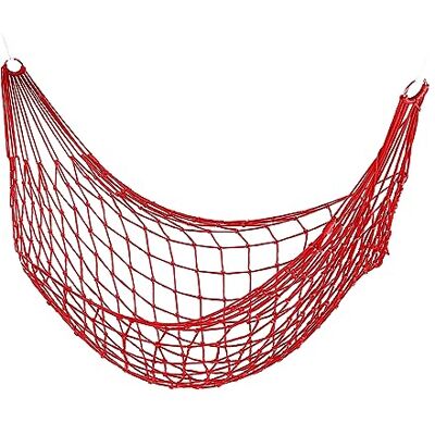 Relaxdays Hamaca de Red, Cama Colgante Exterior Ligera, para 1 Persona, Ideal para Camping o Jardín, hasta 120 kg, Rojo Relaxdays Hamaca de Red, Cama Colgante Exterior Ligera, para 1 Persona, Ideal para Camping o Jardín, hasta 120 kg, Rojo