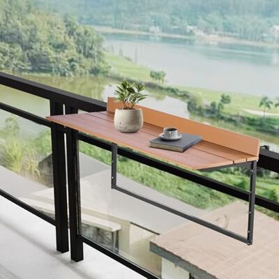 VEVOR Mesa Colgante para Balcón, Mesa Plegable para Balcón al Aire Libre de 1000 x 485 x 480 mm con Barandillas, Ajustable en 5 Niveles, se Adapta a Barandillas de 1-5,31 Pulgadas, Marrón y Negro VEVOR Mesa Colgante para Balcón, Mesa Plegable para Balcón al Aire Libre de 1000 x 485 x 480 mm con Barandillas, Ajustable en 5 Niveles, se Adapta a Barandillas de 1-5,31 Pulgadas, Marrón y Negro