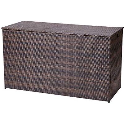 Teamson Home Muebles Exterior para Jardin y Terraza, Mimbre Ratán 700 litros Extra Grande Caja de Almacenamiento con Tapa y Forro para Patio, Marrón Teamson Home Muebles Exterior para Jardin y Terraza, Mimbre Ratán 700 litros Extra Grande Caja de Almacenamiento con Tapa y Forro para Patio, Marrón