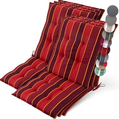Beautissu Set 6 Premium Cojín Silla Jardín con Respaldo Bajo Acolchado Beautissu Set 6 Premium Cojín Silla Jardín con Respaldo Bajo Acolchado