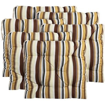 CHELY INTERMARKET Cojines Silla 40x40cm Pack 6 Unidades Relleno Mullido Marrón Raya 5 Pespuntes Acolchado Exterior Interior Decorativos Suaves Estables Lavables Terraza Jardín CHELY INTERMARKET Cojines Silla 40x40cm Pack 6 Unidades Relleno Mullido Marrón Raya 5 Pespuntes Acolchado Exterior Interior Decorativos Suaves Estables Lavables Terraza Jardín