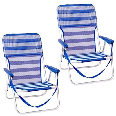 LOLAhome Pack 2 Sillas Playa Plegables Azul y Blanco, Ligera, Bajas y Fijas LOLAhome Pack 2 Sillas Playa Plegables Azul y Blanco, Ligera, Bajas y Fijas