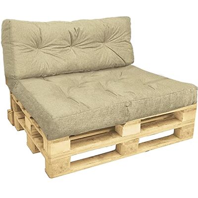 VOUNOT ® Cojines para Palets 2-Piezas Set, Impermeable para Interior y Exterior, Cojín de Asiento 120x80 cm, Respaldo 120x40 cm, Beige VOUNOT ® Cojines para Palets 2-Piezas Set, Impermeable para Interior y Exterior, Cojín de Asiento 120x80 cm, Respaldo 120x40 cm, Beige