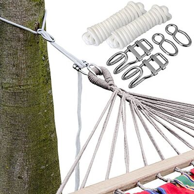 AMANKA Kit para Colgar Hamacas a los Àrboles Cuerda 6 m Peso máximo soportado 160 Kg Kits Completo AMANKA Kit para Colgar Hamacas a los Àrboles Cuerda 6 m Peso máximo soportado 160 Kg Kits Completo