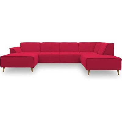 DOMO. collection Jules Sofá escandinavo con muelles, en Forma de U, Color Rojo, 159 x 333 x 191 cm, Chaise Lounge Izquierda DOMO. collection Jules Sofá escandinavo con muelles, en Forma de U, Color Rojo, 159 x 333 x 191 cm, Chaise Lounge Izquierda