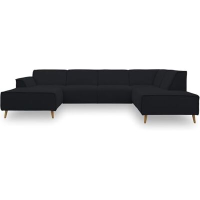 DOMO. collection Jules FK Sofá escandinavo con muelles 333 x 191 x 81 cm, Color Negro, Chaise Lounge Izquierda DOMO. collection Jules FK Sofá escandinavo con muelles 333 x 191 x 81 cm, Color Negro, Chaise Lounge Izquierda