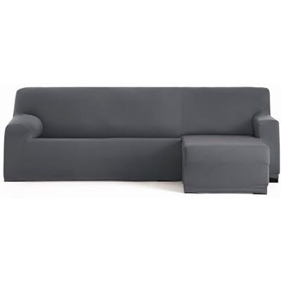 Eysa Funda de sofá bielástica para Chaise Longue con el Brazo Corto Lado Derecho Vista Frontal Color Gris Oscuro diseño Harlem Eysa Funda de sofá bielástica para Chaise Longue con el Brazo Corto Lado Derecho Vista Frontal Color Gris Oscuro diseño Harlem