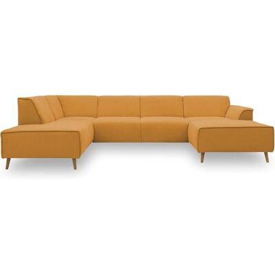 DOMO. collection Jules Sofá escandinavo con muelles, en Forma de U, 191 x 333 x 159 cm, Color Amarillo, Chaise Lounge Derecha DOMO. collection Jules Sofá escandinavo con muelles, en Forma de U, 191 x 333 x 159 cm, Color Amarillo, Chaise Lounge Derecha