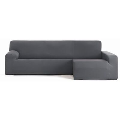Eysa Funda de sofá bielástica para Chaise Longue con el Brazo Largo Lado Derecho Vista Frontal Color Gris Oscuro diseño Harlem Eysa Funda de sofá bielástica para Chaise Longue con el Brazo Largo Lado Derecho Vista Frontal Color Gris Oscuro diseño Harlem
