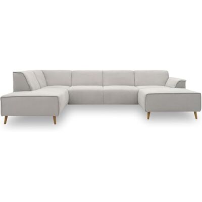 DOMO. collection Jules FK Sofá escandinavo con muelles 333 x 191 x 81 cm, Color Gris Claro DOMO. collection Jules FK Sofá escandinavo con muelles 333 x 191 x 81 cm, Color Gris Claro