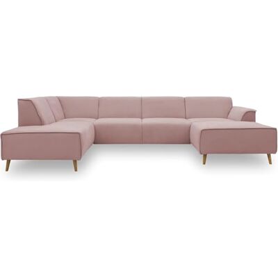 DOMO. collection Jules Sofá escandinavo con muelles, en Forma de U, Color Rosa Flamingo, 191 x 333 x 159 cm, Rosa (Flamingo), Chaise Lounge Derecha DOMO. collection Jules Sofá escandinavo con muelles, en Forma de U, Color Rosa Flamingo, 191 x 333 x 159 cm, Rosa (Flamingo), Chaise Lounge Derecha