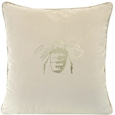 Eurofirany Elegante Funda de cojín de Terciopelo con Estampado de 45 x 45 cm, Funda de cojín de Terciopelo, Suave cojín de sofá, Abeja Dorada/Ribete, Color Crema Eurofirany Elegante Funda de cojín de Terciopelo con Estampado de 45 x 45 cm, Funda de cojín de Terciopelo, Suave cojín de sofá, Abeja Dorada/Ribete, Color Crema