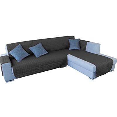 WELL HOME MOBILIARIO & DECORACIÓN Funda de sofá Chaise-Longue 2 Plazas Elegant Reversible- Adaptable A Ambos Lados Gris Oscuro WELL HOME MOBILIARIO & DECORACIÓN Funda de sofá Chaise-Longue 2 Plazas Elegant Reversible- Adaptable A Ambos Lados Gris Oscuro