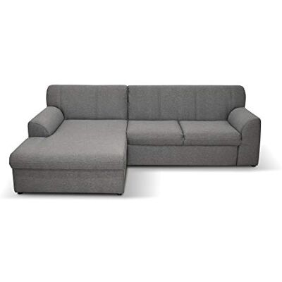 DOMO. collection Sofá esquinero con Forma de L con función de Dormir, Moderno sofá de Esquina, sofá Cama, 245 x 155 x 78 cm, Color Gris DOMO. collection Sofá esquinero con Forma de L con función de Dormir, Moderno sofá de Esquina, sofá Cama, 245 x 155 x 78 cm, Color Gris