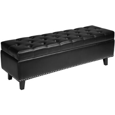VEVOR Banco Otomano de Piel Sintética con Espacio de Almacenamiento Patas de Madera 415x1305x440 mm Banco para Zapatos para Entrada, Tapizado para Cama, Cojín de Espuma, para Sala de Estar, Negro VEVOR Banco Otomano de Piel Sintética con Espacio de Almacenamiento Patas de Madera 415x1305x440 mm Banco para Zapatos para Entrada, Tapizado para Cama, Cojín de Espuma, para Sala de Estar, Negro