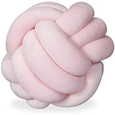 Relaxdays Cojín Anudado sofá y Cama, Decorativo y Acogedor, diseño escandinavo, Detalle de Nudo, Ø 25 cm, Rosa Relaxdays Cojín Anudado sofá y Cama, Decorativo y Acogedor, diseño escandinavo, Detalle de Nudo, Ø 25 cm, Rosa