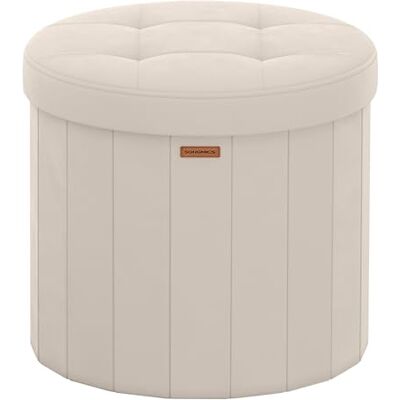 SONGMICS Mazie Colección Banco Redondo, Taburete Reposapiés Plegable con Tapa Extraíble, Montaje Fácil, Puff de Terciopelo para Dormitorio, Sala de Estar, Entrada, Beige Capuchino SONGMICS Mazie Colección Banco Redondo, Taburete Reposapiés Plegable con Tapa Extraíble, Montaje Fácil, Puff de Terciopelo para Dormitorio, Sala de Estar, Entrada, Beige Capuchino