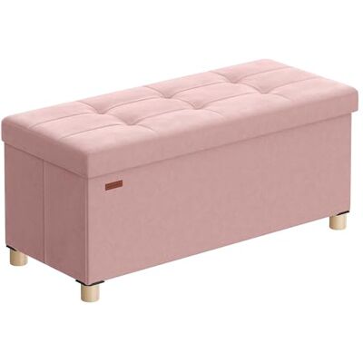 SONGMICS Puff Almacenaje Pequeño, Banco Plegable, 38 x 76 x 38,5 cm, Reposapiés, 77 L, Superficie de Terciopelo, para Dormitorio, Sala de Estar, Dormitorio, Rosa Jalea SONGMICS Puff Almacenaje Pequeño, Banco Plegable, 38 x 76 x 38,5 cm, Reposapiés, 77 L, Superficie de Terciopelo, para Dormitorio, Sala de Estar, Dormitorio, Rosa Jalea