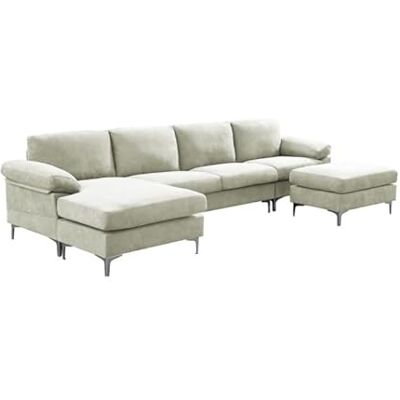 DRW Sofa Chaise Longue 3+1 multiposicion Beige + Puff 111X54X88 cm DRW Sofa Chaise Longue 3+1 multiposicion Beige + Puff 111X54X88 cm