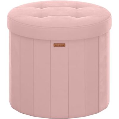 SONGMICS Mazie Colección Banco Redondo, Taburete Reposapiés Plegable con Tapa Extraíble, Montaje Fácil, Puff de Terciopelo para Dormitorio, Sala de Estar, Entrada, Rosa Jalea SONGMICS Mazie Colección Banco Redondo, Taburete Reposapiés Plegable con Tapa Extraíble, Montaje Fácil, Puff de Terciopelo para Dormitorio, Sala de Estar, Entrada, Rosa Jalea