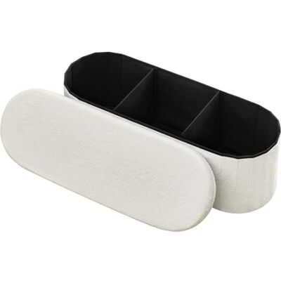VEVOR Reposapiés Plegable Ovalado con Espacio de Almacenamiento, Asiento Acolchado y Plegable, Carga hasta 299,37 kg, 110 x 38 x 38 cm, Baúl Otomano para Salón, Dormitorio y Pasillo, Color Beige VEVOR Reposapiés Plegable Ovalado con Espacio de Almacenamiento, Asiento Acolchado y Plegable, Carga hasta 299,37 kg, 110 x 38 x 38 cm, Baúl Otomano para Salón, Dormitorio y Pasillo, Color Beige