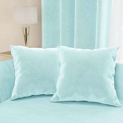PETTI ARTIGIANI ITALIANI 2 Cojines de Terciopelo con Relleno para Sofá y Cama, Fundas de Cojín Decorativas con Bolsillo, 45x45 cm, Celeste PETTI ARTIGIANI ITALIANI 2 Cojines de Terciopelo con Relleno para Sofá y Cama, Fundas de Cojín Decorativas con Bolsillo, 45x45 cm, Celeste