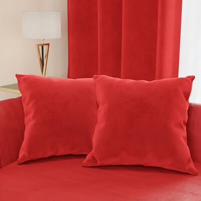 PETTI ARTIGIANI ITALIANI 2 Cojines de Terciopelo con Relleno para Sofá y Cama, Fundas de Cojín Decorativas con Bolsillo, 50x50 cm, Rojo PETTI ARTIGIANI ITALIANI 2 Cojines de Terciopelo con Relleno para Sofá y Cama, Fundas de Cojín Decorativas con Bolsillo, 50x50 cm, Rojo