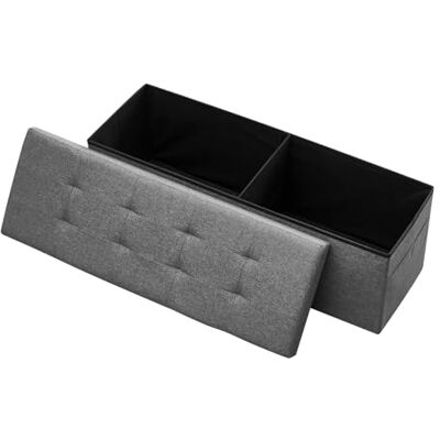 VEVOR Reposapiés Plegable Rectangular con Almacenamiento y Bolsillos Laterales, Asiento Acolchado y Plegable, Carga hasta 299,37 kg, 110 x 38 x 38 cm, para Salón, Dormitorio y Pasillo, Color Gris VEVOR Reposapiés Plegable Rectangular con Almacenamiento y Bolsillos Laterales, Asiento Acolchado y Plegable, Carga hasta 299,37 kg, 110 x 38 x 38 cm, para Salón, Dormitorio y Pasillo, Color Gris