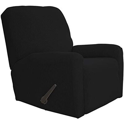 Easy-Going Funda elástica para sofá reclinable, 4 Piezas, Protector de Muebles, Suave, Parte Inferior elástica, Tela Jacquard de Elastano, Cuadros pequeños (Grande, Negro) Easy-Going Funda elástica para sofá reclinable, 4 Piezas, Protector de Muebles, Suave, Parte Inferior elástica, Tela Jacquard de Elastano, Cuadros pequeños (Grande, Negro)