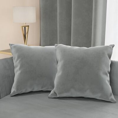 PETTI ARTIGIANI ITALIANI 2 Cojines de Terciopelo con Relleno para Sofá y Cama, Fundas de Cojín Decorativas con Bolsillo, 40x40 cm, Gris Oscuro PETTI ARTIGIANI ITALIANI 2 Cojines de Terciopelo con Relleno para Sofá y Cama, Fundas de Cojín Decorativas con Bolsillo, 40x40 cm, Gris Oscuro