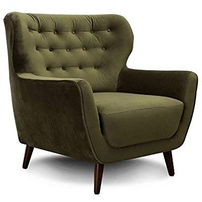 Cavadore Abby Sillón acolchado de estilo retro con acabado de efecto terciopelo capitoné, unas medidas de 87 x 89 x 88 cm y en color verde Cavadore Abby Sillón acolchado de estilo retro con acabado de efecto terciopelo capitoné, unas medidas de 87 x 89 x 88 cm y en color verde