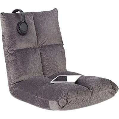 Relaxdays Silla de Suelo, Respaldo Ajustable, Sillón Japonés, 6 Posiciones, Tapizada, Acolchada, 58 x 50 x 55 cm, Gris Relaxdays Silla de Suelo, Respaldo Ajustable, Sillón Japonés, 6 Posiciones, Tapizada, Acolchada, 58 x 50 x 55 cm, Gris