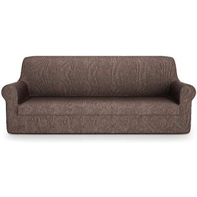 PETTI ARTIGIANI ITALIANI – Funda para sofá de 4 plazas, elástica, Color marrón, Tejido Jacquard, 100% Fabricada en Italia PETTI ARTIGIANI ITALIANI – Funda para sofá de 4 plazas, elástica, Color marrón, Tejido Jacquard, 100% Fabricada en Italia