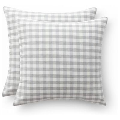 GAMUSI - Vichy Cuadros 2-Pack - Gris 45x45 - Funda de cojín GAMUSI - Vichy Cuadros 2-Pack - Gris 45x45 - Funda de cojín