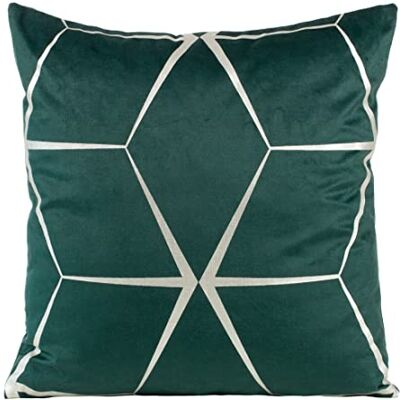 Eurofirany Elegante Funda de cojín de Terciopelo con Estampado de 45 x 45 cm, Funda de cojín de Terciopelo Suave, diseño de Rombos, Color Verde Oscuro Eurofirany Elegante Funda de cojín de Terciopelo con Estampado de 45 x 45 cm, Funda de cojín de Terciopelo Suave, diseño de Rombos, Color Verde Oscuro