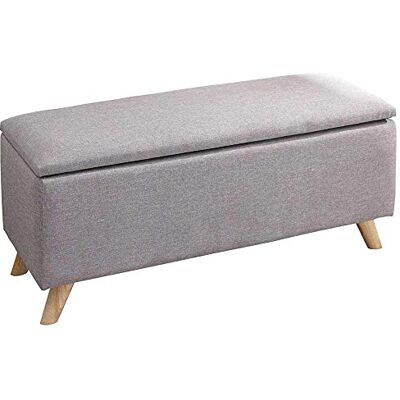 BAKAJI Arcón puf contenedor reposapiés Dormitorio Banco Taburete Estructura de Madera Revestimiento de Tela Hopsack Asiento abatible Acolchado, Gris Luminoso (ral 7035), Unica BAKAJI Arcón puf contenedor reposapiés Dormitorio Banco Taburete Estructura de Madera Revestimiento de Tela Hopsack Asiento abatible Acolchado, Gris Luminoso (ral 7035), Unica
