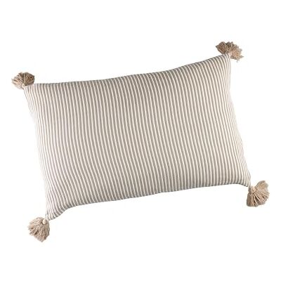 Linder Cojín Completo 100% Natural con pompón, Estilo Playa, Color Beige Cordel, Acabado con Cremallera sin Ribete – 100% algodón – Colección Faros Linder Cojín Completo 100% Natural con pompón, Estilo Playa, Color Beige Cordel, Acabado con Cremallera sin Ribete – 100% algodón – Colección Faros