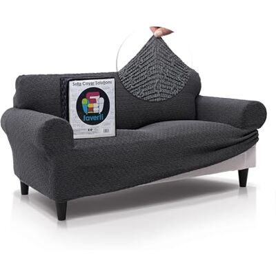 FAVERTI ® Funda Sofá Premium 2 Plazas Funda de Tejido Súper Elástico para Sofás de 140 a 180cm Modelo BOCAIRENT Gris Oscuro Funda Sofá Súper Ajustable Protector Sofá Elegante Tacto Algodón FAVERTI ® Funda Sofá Premium 2 Plazas Funda de Tejido Súper Elástico para Sofás de 140 a 180cm Modelo BOCAIRENT Gris Oscuro Funda Sofá Súper Ajustable Protector Sofá Elegante Tacto Algodón