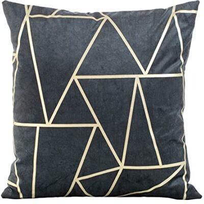 Eurofirany Elegantes Fundas de cojín de Terciopelo con Estampado, 45 x 45 cm, Funda de Terciopelo, Suave cojín para sofá, diseño de triángulos, Azul Oscuro Eurofirany Elegantes Fundas de cojín de Terciopelo con Estampado, 45 x 45 cm, Funda de Terciopelo, Suave cojín para sofá, diseño de triángulos, Azul Oscuro