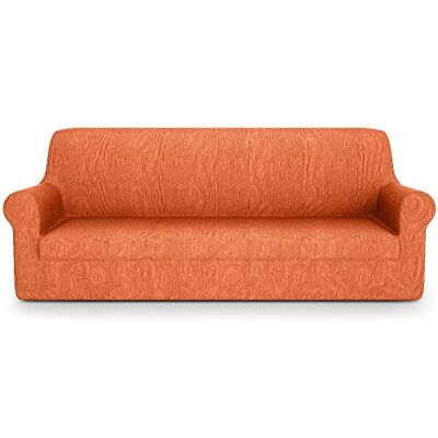 PETTI ARTIGIANI ITALIANI – Funda para sofá de 2 plazas, elástica, Color Naranja, Tejido Jacquard, 100% Fabricada en Italia PETTI ARTIGIANI ITALIANI – Funda para sofá de 2 plazas, elástica, Color Naranja, Tejido Jacquard, 100% Fabricada en Italia