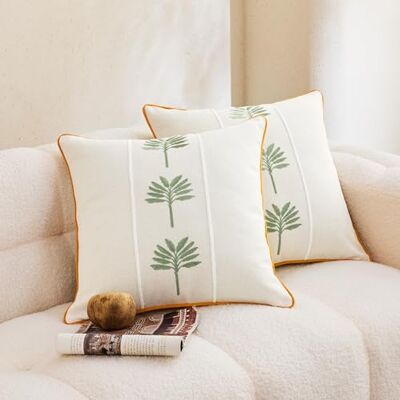Sonive Fundas de Cojín 40x40 cm, Juego de 2, Cojines Decorativos de Bordado Tejido Suave para Sofá, Salón, Dormitorio Blanco Sonive Fundas de Cojín 40x40 cm, Juego de 2, Cojines Decorativos de Bordado Tejido Suave para Sofá, Salón, Dormitorio Blanco