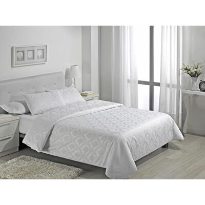 AlexandreHouse Juego de FUNDA NORDICA + 2 fundas de cojín Viena color blanco Cama de 135/140 (5 piezas) Tejido jacquard 50% algodón / 50% poliéster. Gramage: 115 AlexandreHouse Juego de FUNDA NORDICA + 2 fundas de cojín Viena color blanco Cama de 135/140 (5 piezas) Tejido jacquard 50% algodón / 50% poliéster. Gramage: 115