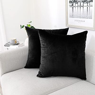 NiNi ALL Fundas de Almohada Decorativas de Terciopelo Suave y Unicolor para sofá, Dormitorio, Sala de Estar, Primavera, Exteriores, Paquete de 2 Unidades, 20 x 20 Pulgadas, Color Negro NiNi ALL Fundas de Almohada Decorativas de Terciopelo Suave y Unicolor para sofá, Dormitorio, Sala de Estar, Primavera, Exteriores, Paquete de 2 Unidades, 20 x 20 Pulgadas, Color Negro