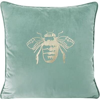 Eurofirany Elegante Funda de cojín de Terciopelo con Estampado de 45 x 45 cm, Funda de cojín de Terciopelo, Suave cojín de sofá, Abeja Dorada/Ribete, Menta Eurofirany Elegante Funda de cojín de Terciopelo con Estampado de 45 x 45 cm, Funda de cojín de Terciopelo, Suave cojín de sofá, Abeja Dorada/Ribete, Menta