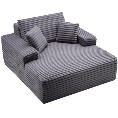 VEVOR Chaise Longue Relajante, Sofá Cama Tapizado con Cojines Decorativos y Reposabrazos, con Asiento Profundo para Salón y Dormitorio, de Esponja Altamente Elástica, 1240 x 1700 x 700 mm, Gris VEVOR Chaise Longue Relajante, Sofá Cama Tapizado con Cojines Decorativos y Reposabrazos, con Asiento Profundo para Salón y Dormitorio, de Esponja Altamente Elástica, 1240 x 1700 x 700 mm, Gris