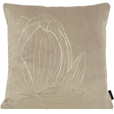 Eurofirany Elegante Funda de cojín de Terciopelo con Estampado de 45 x 45 cm, Funda de cojín de Terciopelo Suave, cojín de sofá, Flor de Loto, Color Beige Eurofirany Elegante Funda de cojín de Terciopelo con Estampado de 45 x 45 cm, Funda de cojín de Terciopelo Suave, cojín de sofá, Flor de Loto, Color Beige