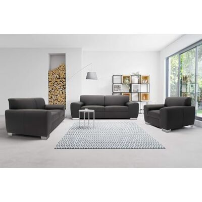 DOMO. collection Ricardo Sofá de Piel de 3 plazas, Ancho de reposabrazos de 35 cm, 3 Muebles de Piel sintética de 220 x 89 x 81 cm (Ancho x Profundidad x Alto), Color Negro DOMO. collection Ricardo Sofá de Piel de 3 plazas, Ancho de reposabrazos de 35 cm, 3 Muebles de Piel sintética de 220 x 89 x 81 cm (Ancho x Profundidad x Alto), Color Negro