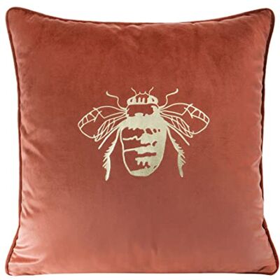 Eurofirany Elegante Funda de cojín de Terciopelo con Estampado de 45 x 45 cm, Funda de cojín de Terciopelo, Suave cojín de sofá, Abeja Dorada/Ribete, Rojo ladrillo Eurofirany Elegante Funda de cojín de Terciopelo con Estampado de 45 x 45 cm, Funda de cojín de Terciopelo, Suave cojín de sofá, Abeja Dorada/Ribete, Rojo ladrillo